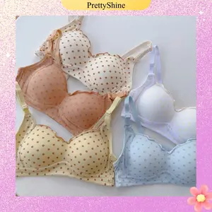 PS~BR2122 BH Bra Wanita Tanpa Kawat Seamless Bralette Elastis Motif Polkadot Korean Style