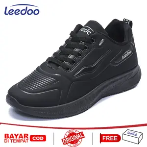 Leedoo Sepatu Pria Formal Kuliah Kerja Tali Shoes Original Sepatu Sneakers Casual Hitam Antiselip MC488