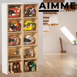AIMME PLASTIC - Lemari 5 Tingkat Serbaguna / Rak Multifungsi 5 Susun Kabinet Serbaguna Lemari Helm, Tas, Aksesoris, Furniture, Lipat Hitam & Putih