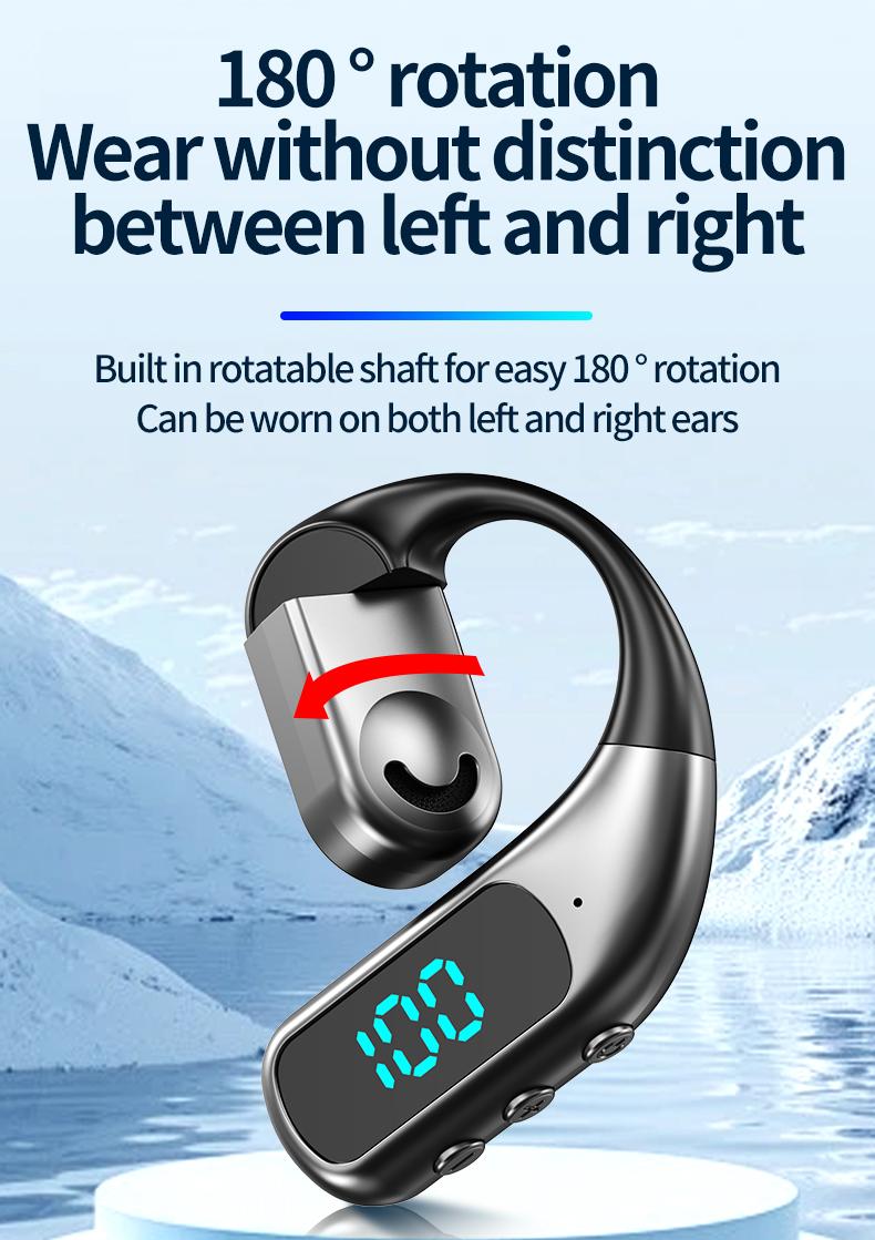 K1 Single Wireless Earphones Air Conduction OWS Headphone HiFi Ear-Hook Music Sports Noise Cancelling Headset Untuk Semua Smartphone