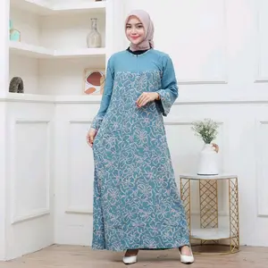 Daster Midi Dress Rayon Rempel Busui Lengan Panjang Muslim Katun Wanita Remaja Dewasa Cantik Nyaman Lembut Motif Gamis Printing Santai Variasi