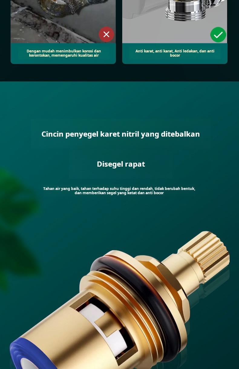 Fitting anti bocor keran universal berbahan tembaga murni, katup sudut, keran air dingin tunggal, inti katup tembaga dapur, pegangan.