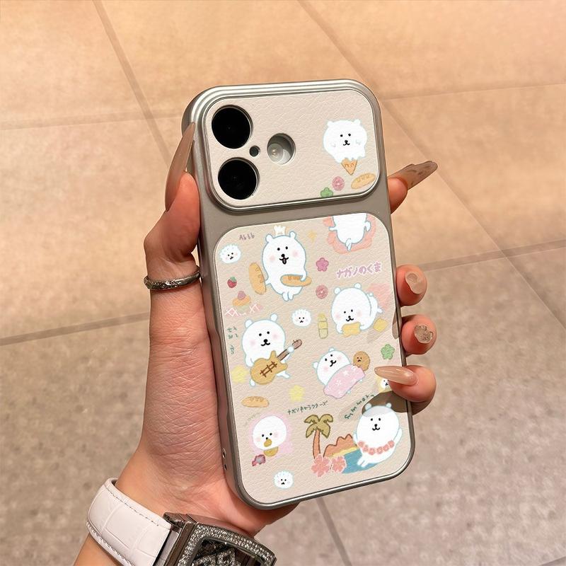 Mạ da cừu nhỏ kỳ nghỉ tự chế giễu gấu hàng ngày phù hợp với Apple 16/15/14 / 13promax vỏ điện thoại 12