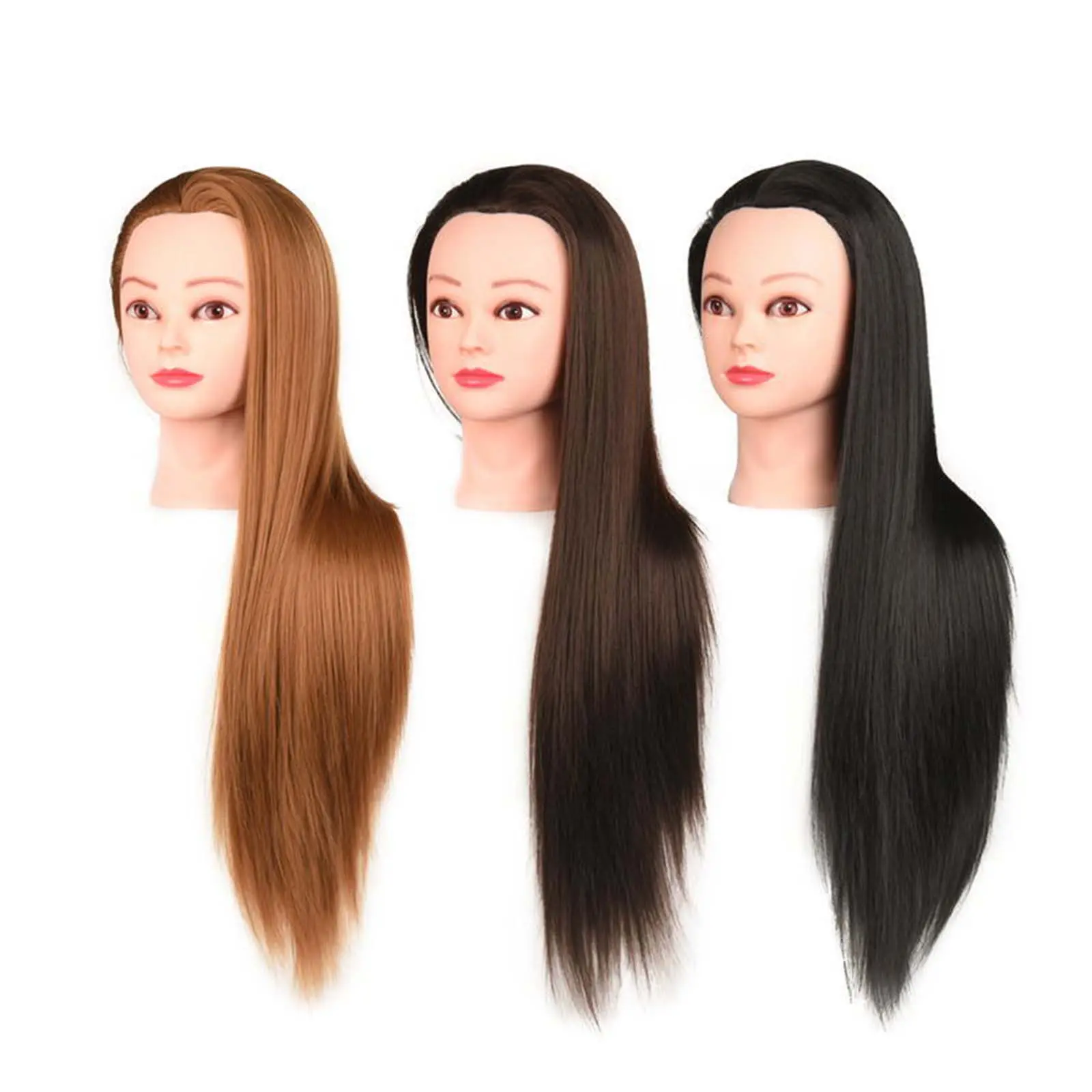Hair Training Head Practice Tools Synthetic Fiber Hair Mannequin Head for Barber Shop Cutting Braiding Hair Stylist Hair Salon Long Hair for Cosmetology Students DIY hair mannequin heads doll practice Manikin