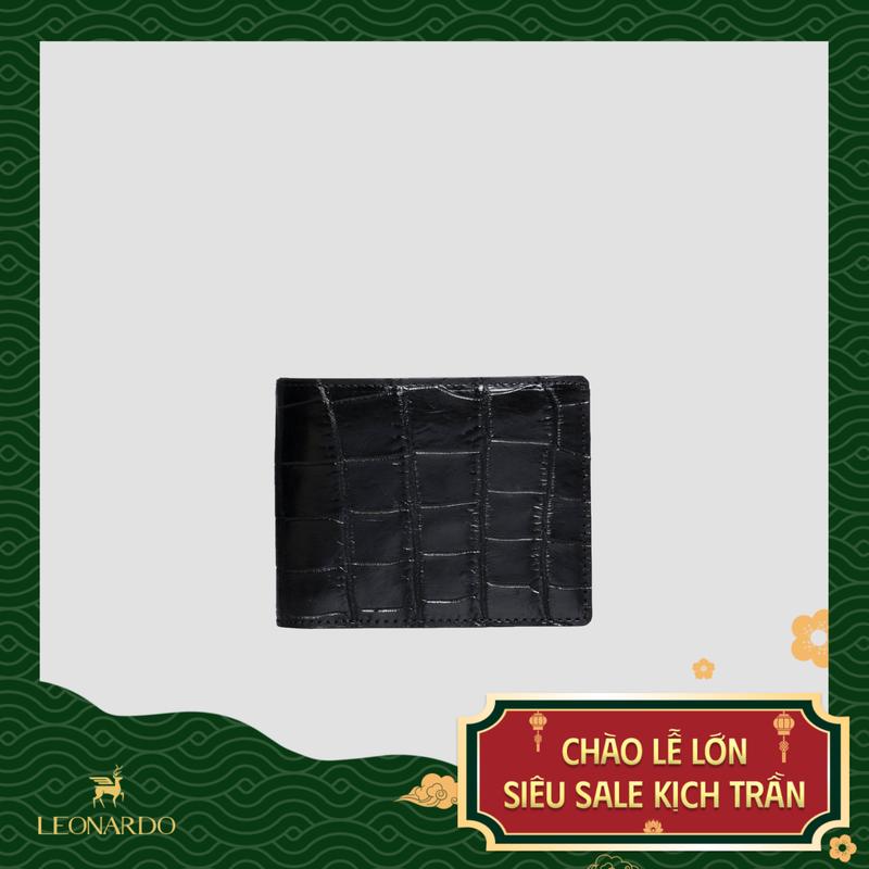 Ví Da Nam Gập Đôi Chất Liệu Da Cá Sấu Wallet Cao Cấp, 2 Màu, Thiết Kế Tinh Xảo, Nhiều Ngăn Tiện Lợi - LEONARDO