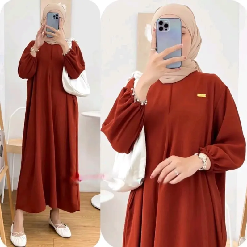 [BUNDLE 3 PCS] AMANDA MIDI DRESS CRINKLE AIRFLOW PREMIUM  Ootd Gamis Jumbo 8