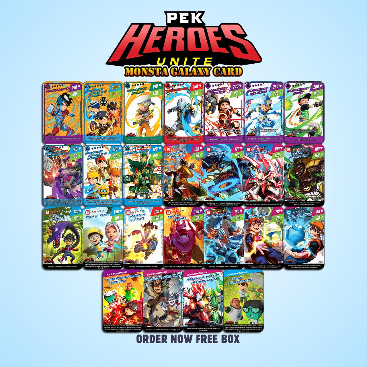 Boboiboy Monsta Galaxy Card Pek Heroes Unite Premium UNOFFICIAL Free BOX