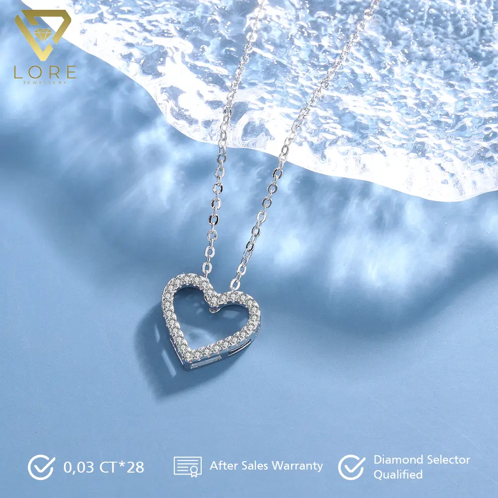 [PRODUK BARU] Lore Jewellery - Kalung Moissanite Lapis Emas Putih 18K - Heartleaf Moissanite Necklace