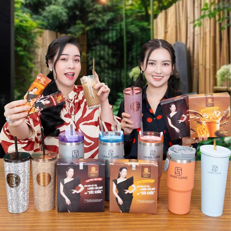 (GIÁ TỐT KO QUÀ) 10 Hộp 2 vị Cà Phê Laura Nhật Kim Anh - 5h Nấm và 5h Đông Trùng Hạ Thảo