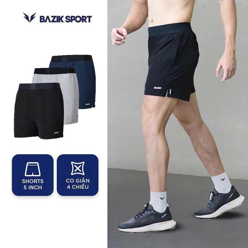 Quần Short Thể Thao Nam Training Bazik LightMax Cạp Chun Co giãn 4 chiều, Siêu nhẹ, Mềm mại, Vận Động Thoải Mái, Pickleball - QSTG23N04 Sport
