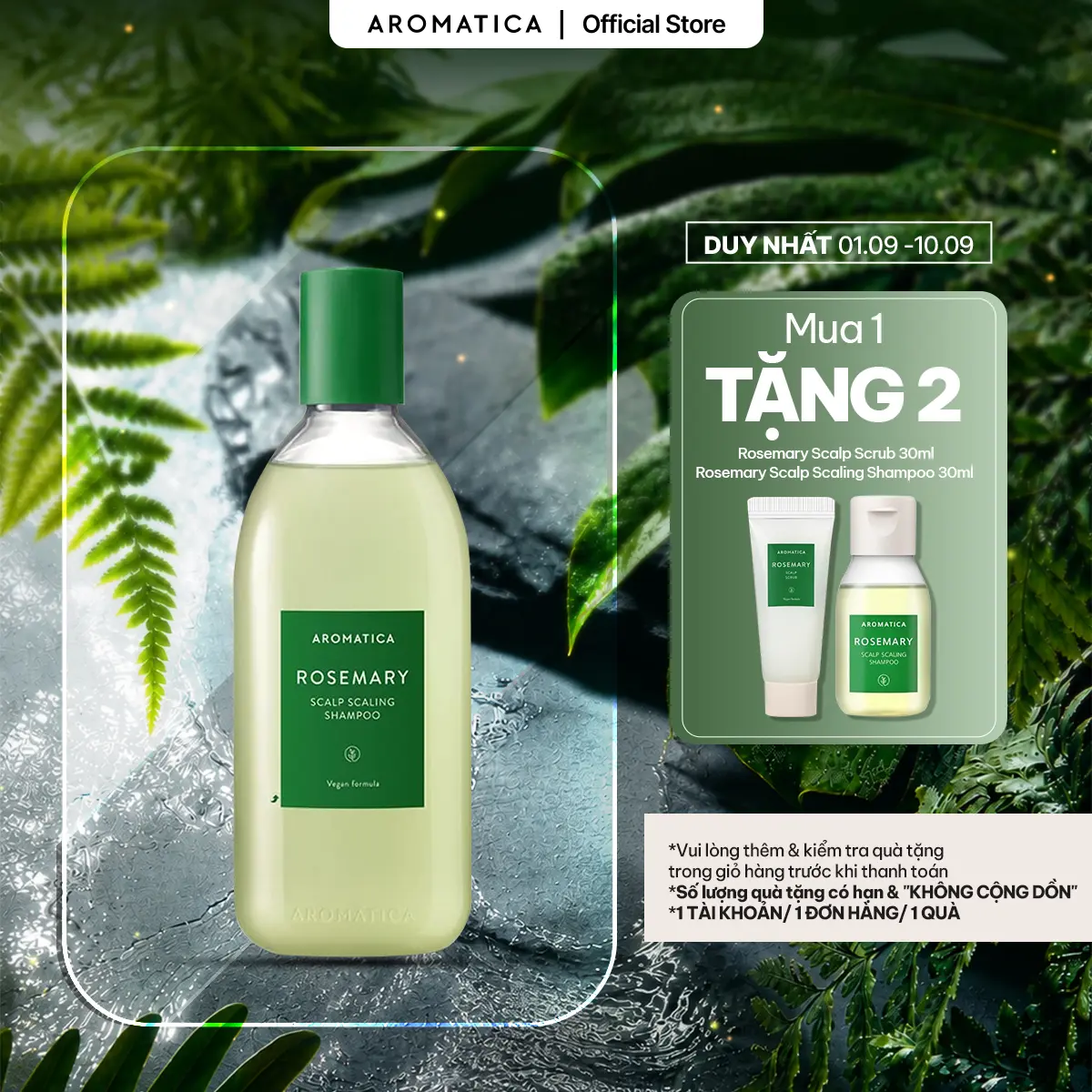 Dầu Gội Hương Thảo Ngăn Rụng Tóc Aromatica Rosemary Scalp Scaling Shampoo 400Ml