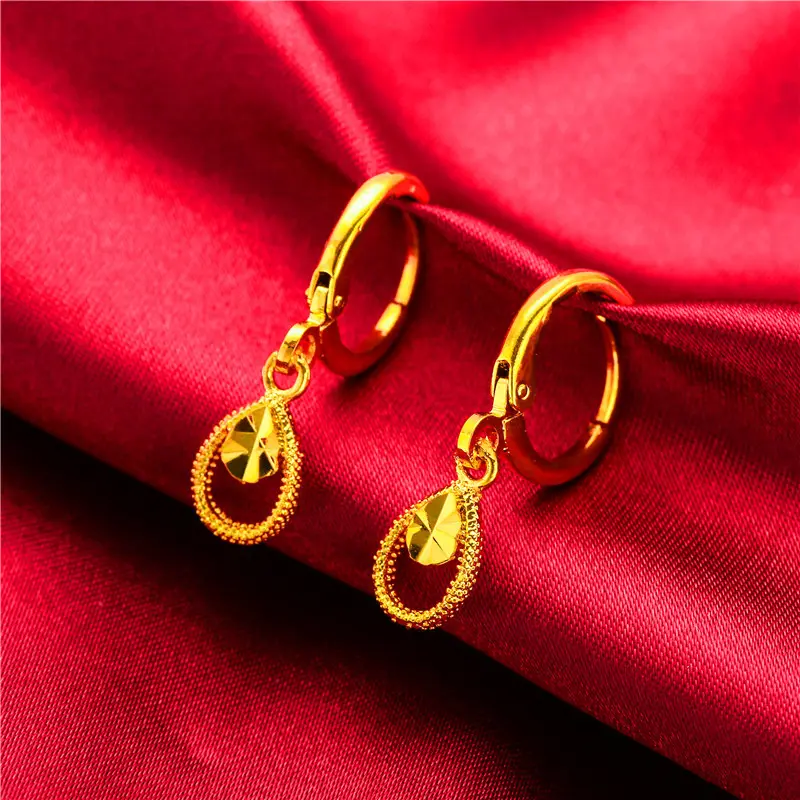 Bông Tai Phù Sa Mạ Vàng Cho Nữ, Bông Tai Giọt Nước, Khuyên Tai Đinh Tán, Mạ Vàng 24K, Đồng Xu Tình Yêu Cho Nữ, Bán Buôn, Mới