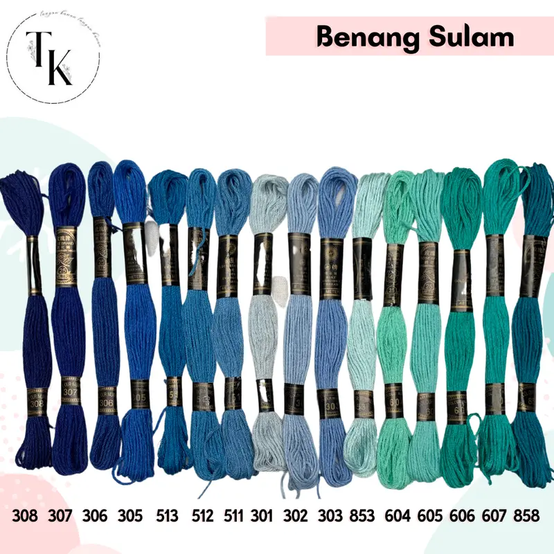 Benang Sulam Rose Brand - Biru / Tosca / Navy 0