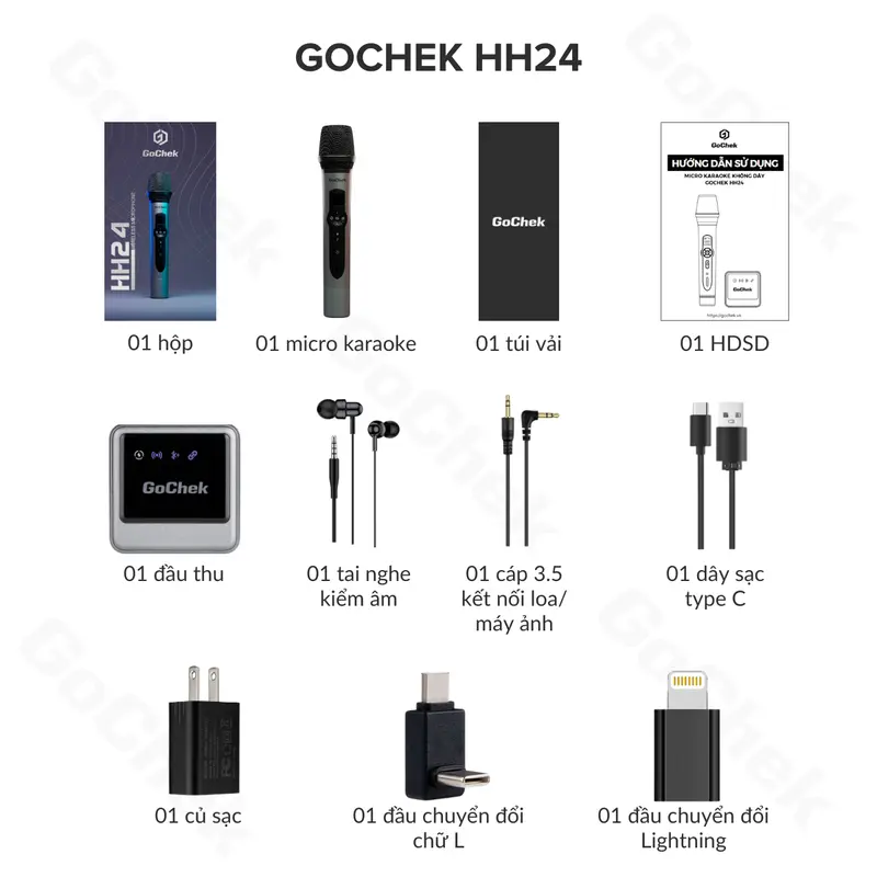 [GOCHEK] Micro hát đa năng GoChek HH24, Mic hát livestream, Mic karaoke không dây kết nối đa thiết bị. 3
