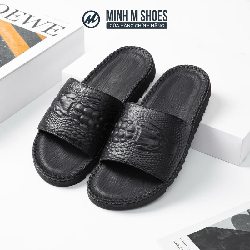    Minh M Shoes  - Dép Nam Doctor Dập Vân 3D Cá Sấu Quai Da Mềm Mại Lót Da Chống Thấm Đế Cao Su Chống Trơn Trượt Thiết Kế Bản To Nam Tính Dễ Phối Đồ 