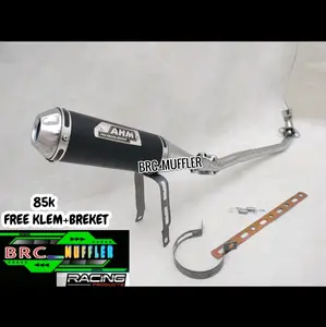 KNALPOT RACING AHM BLACK COATING MOTOR BEBEK SUPRA FIT, SUPRA X 125, JUPITER Z, VEGA R, KARISMA, BLADE, SHOGUN, SMASH, ABSOLUTE REVO, BLITZ R,C70. Mesin Motorcycle