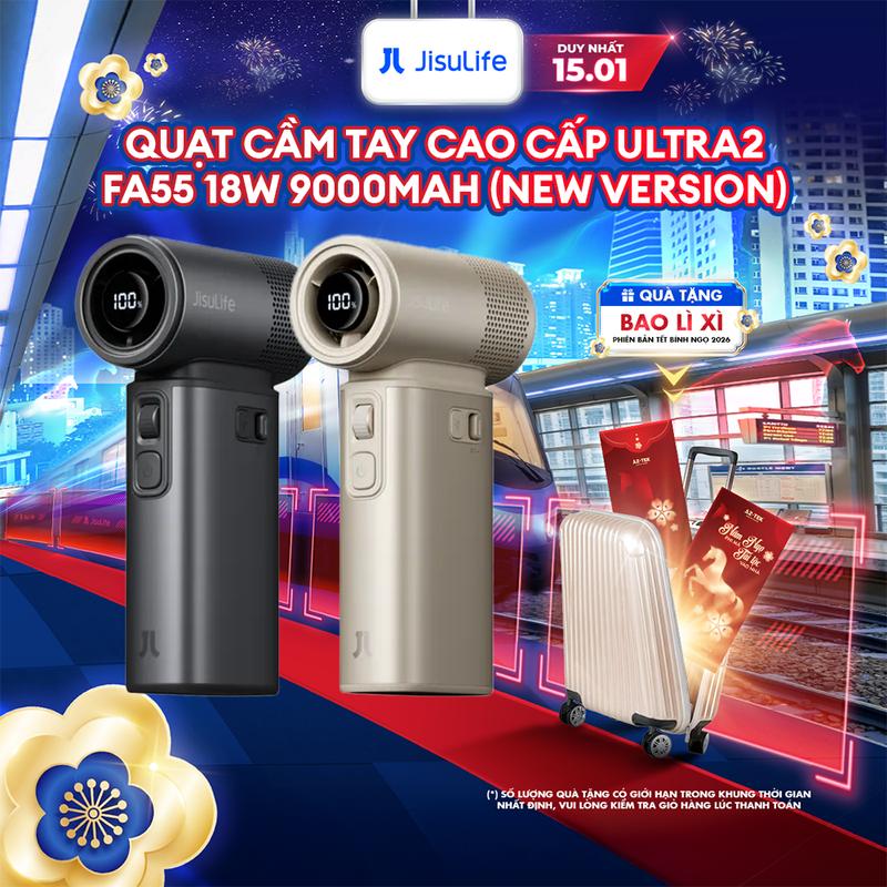  Quạt Cầm Tay Cao Cấp JISULIFE Ultra2 9000mAh Thế Hệ Mới | Tích Hợp Đa Chức Năng | Sử Dụng 1.5H-25H | Bảo Hành Chính Hãng 