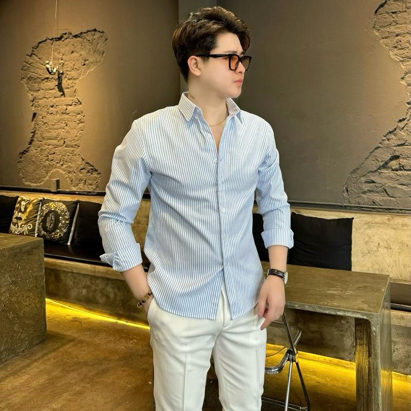 Áo Sơ Mi TN Luxury Kẻ Sọc, Cổ Áo Có Khuy Cài. Vải dày dặn, thấm mồ hôi.…