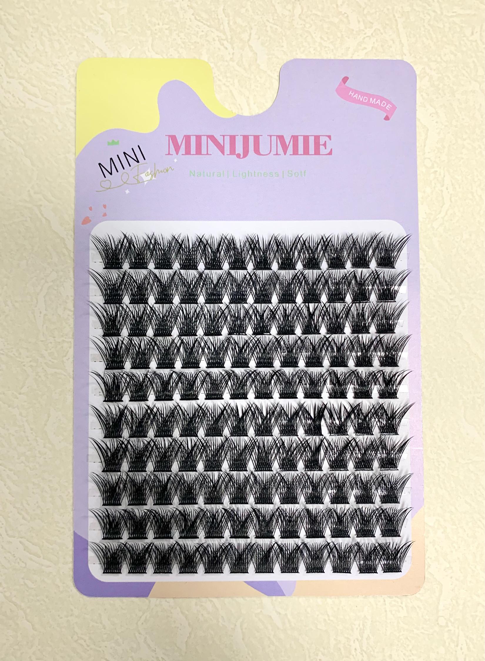 MINIJUMIE Bulu Mata Palsu 14mm dengan Kapasitas Besar dan Keriting Klaster Tunggal Bahan Serat Berkualitas Tinggi Cocok untuk Penampilan Alami Bulumata