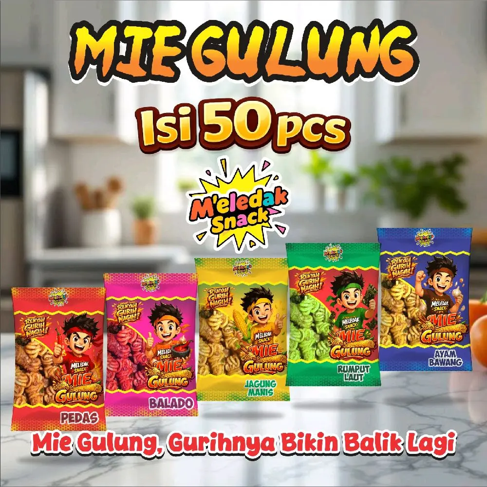 MIE GULUNG KARAKTER LUCU ISI 50 PCS MIX VARIAN RASA RANDOM