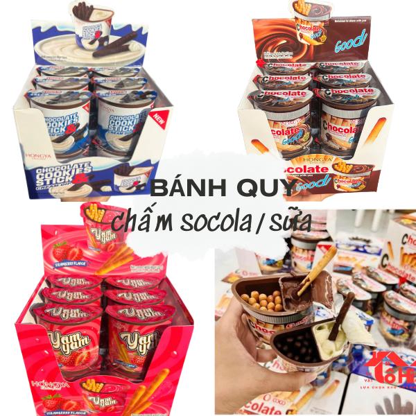 Cảnh báo 1 thùng 12 hũ (40gr/hũ) Bánh Que chấm Sữa/Socola/Dâu tây có mix Ăn vặt Tô Hi Lào Cai hương vị đa dạng thơm lừng tan chảy trong miệng
