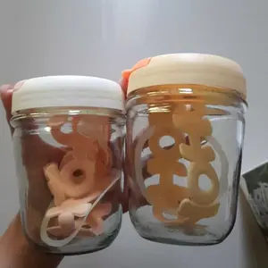UHOUSE Mug Kaca Tebal dengan Tutup dan Sedotan / Tumbler Kaca Mini 350ml Warna Pastel Aesthetic