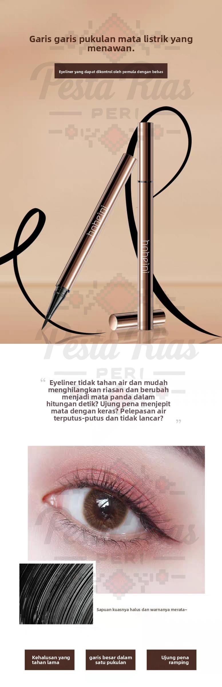 BOBEINI Eyeliner Liquid Pigmented Tahan Lama Waterproof untuk Tightline Pensil Mata