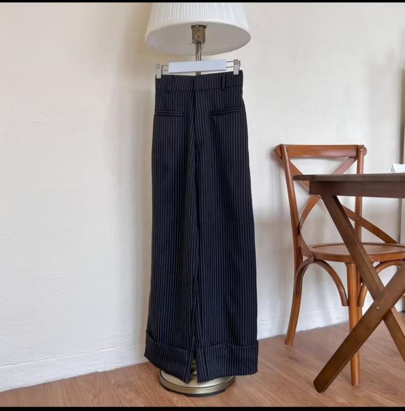 BEOM PANTS-Loose Pants Stripe Trouser Wanita 5