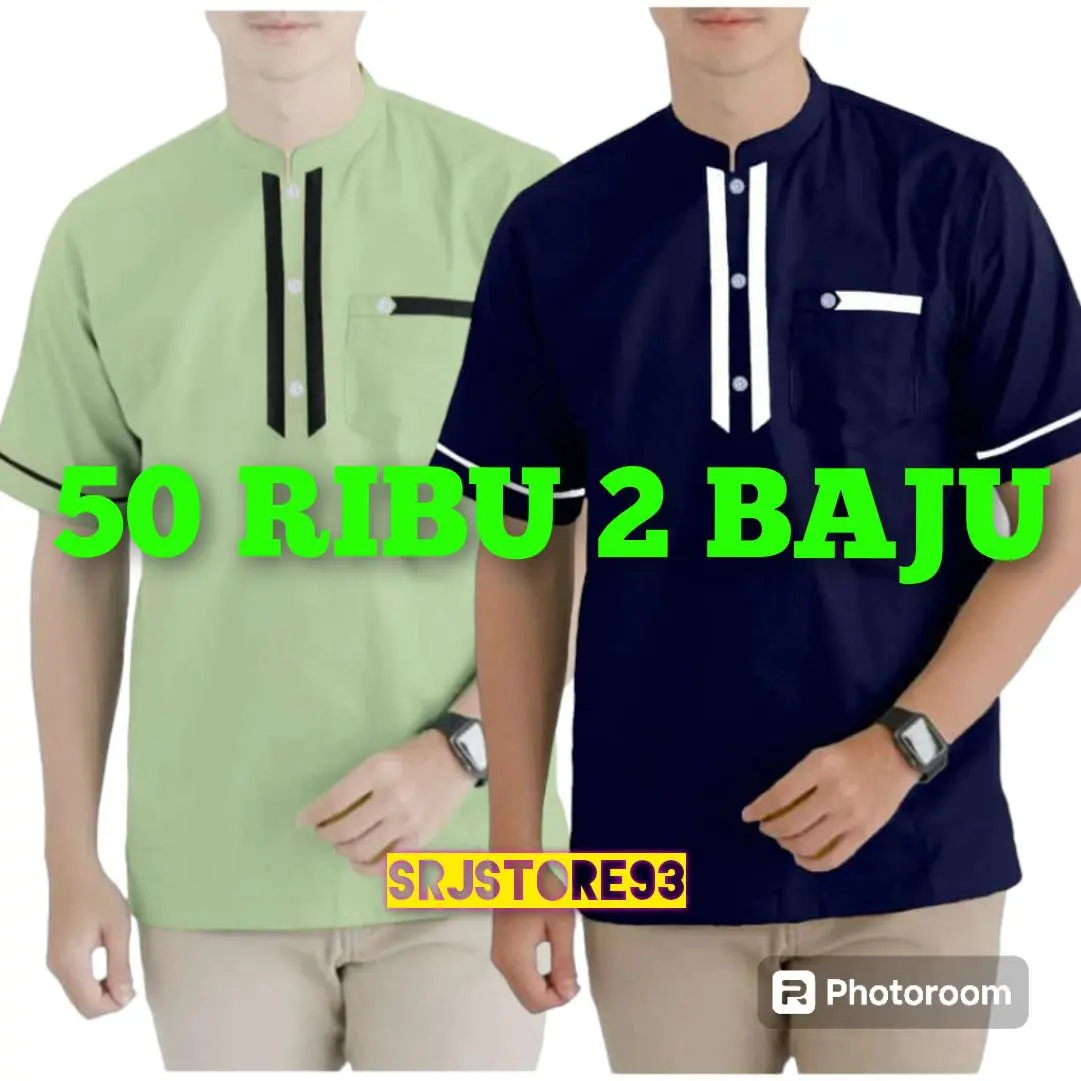 5O RIBU DAPAT 2 BAJU KOKO KURTA ABU BAKAR LENGAN PENDEK MUSLIM PRIA DEWASA Katun