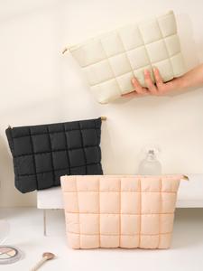 Neceser acolchado de plumón (1 pieza), neceser de maquillaje, clutch casual, mini bolso cálido, bolsa para cosméticos, estuche mini, neceser de viaje, regalo de Navidad, regalo para amigo/a, M