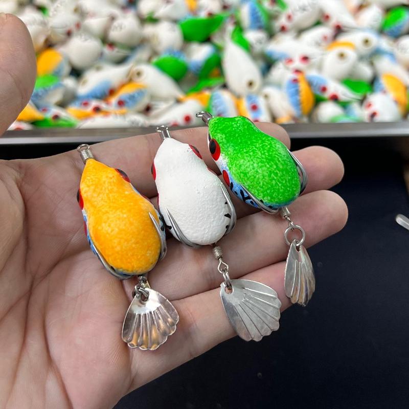 Nhái hơi chàng hiu lưỡi độ thép trắng không rỉ size 3,8cm. Mồi giả câu lure cá lóc Hiệp PH