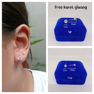 anting giwang perak asli 925 solitaire mp variasi ukuran/perhiasan fashion wanita terbaru