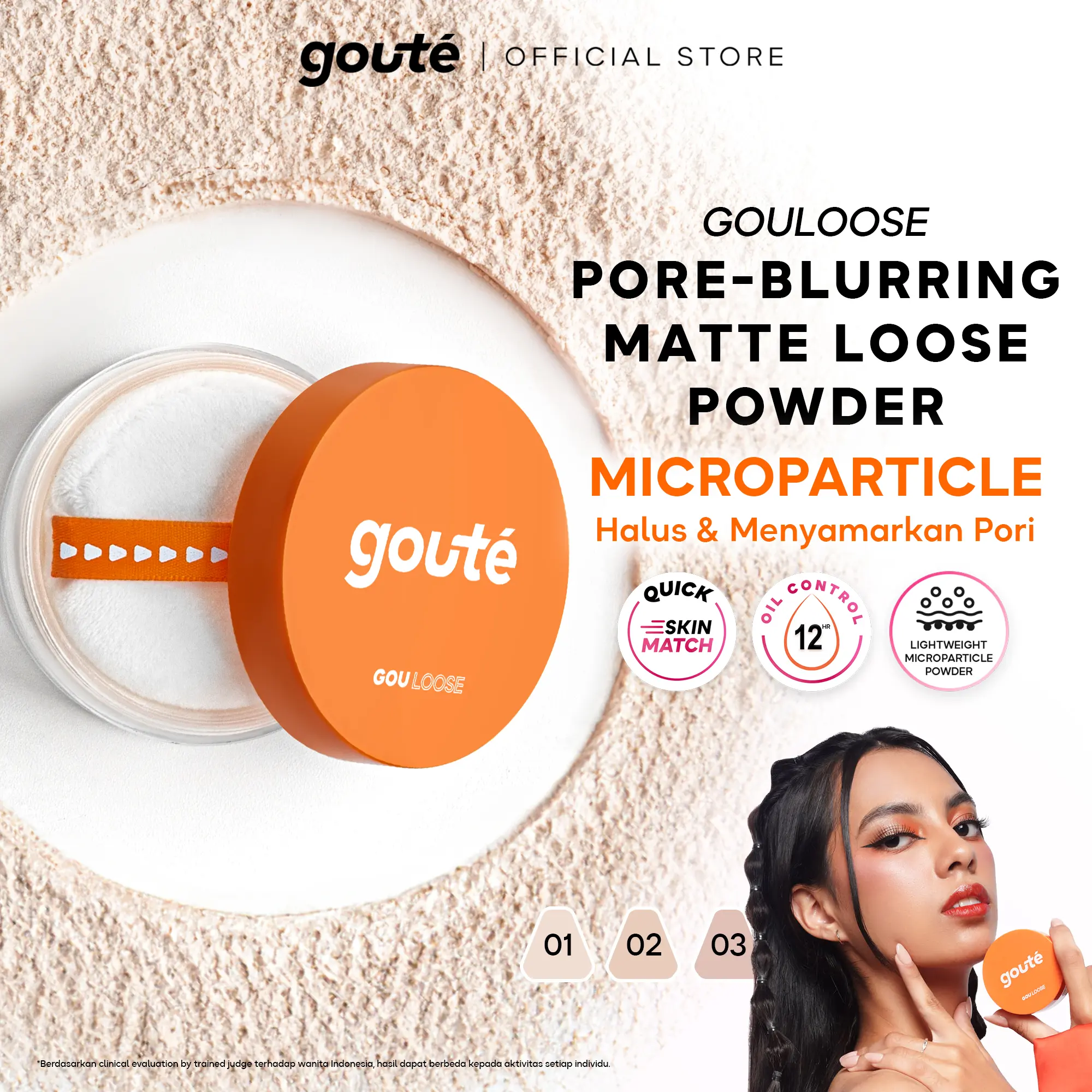 [FLASHSALE] Goute Pore Blurring Loose Powder - Smooth Finish Medium to Full Coverage | Bedak Tabur Tahan Lama