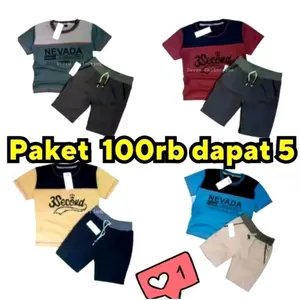 Paket Kaos + Celana Pendek Anak Setelan Baju Celana Anak Fahsion Anak Termurah 100 ribu dpt 10 pcs Fashion