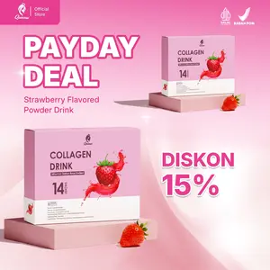 Queensi Collagen Drink Mencerahkan dan menyehatkan kulit 1 Box 14 Sachet Minuman Serbuk Rasa Stroberi