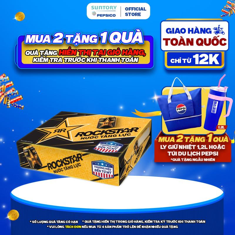 Thùng 24 Lon Nước Tăng Lực Rockstar 250ml lon