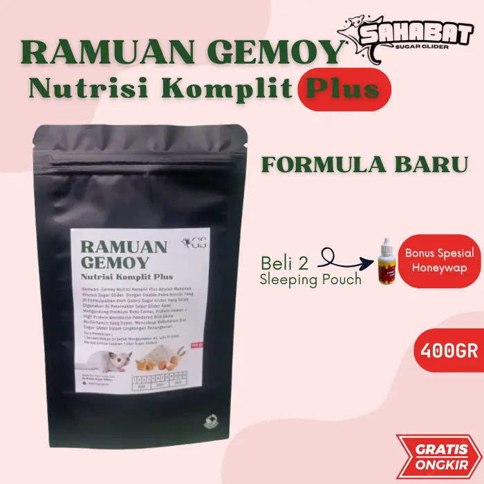 Ramuan Gemoy Nutrisi Komplit Plus Makanan Sugar Glider Instan Harian