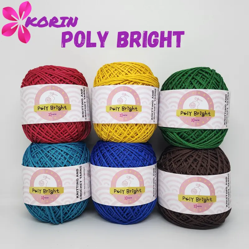 [100gr] Benang Rajut POLY BRIGHT/ Poly Kilap / Polyester / Poli Kilap KORIN 2