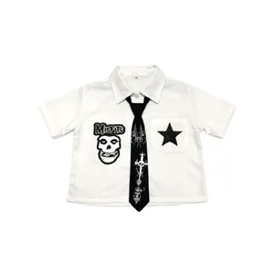 kemeja lengan pendek crop wanita y2k | kemeja y2k + dasi