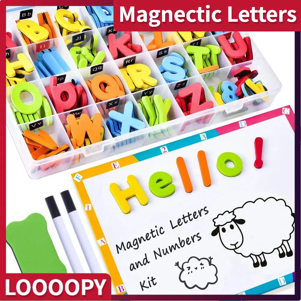 Eva Magnectic Letters / Magnet Huruf Angka / Mainan Edukasi Montessori Anak / 256Pcs magnet letters Stiker Permainan