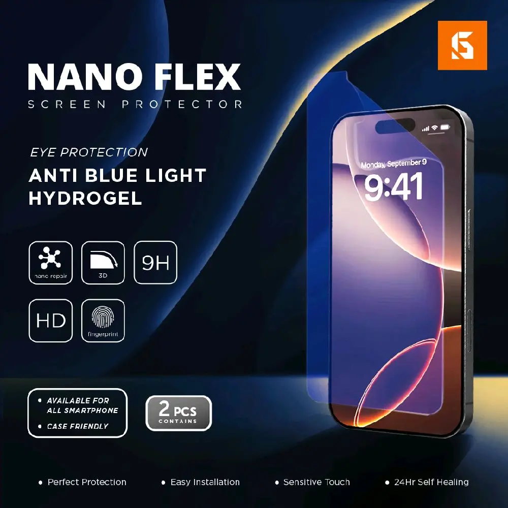 GSOL Nano Flex Anti UV Blue Ray Screen Protector semua tipe Handphone anti gores hydrogel - BUKAN TEMPERED GLASS Buy 1 Get 1 dapat 2 pcs anti gores Biru Layar