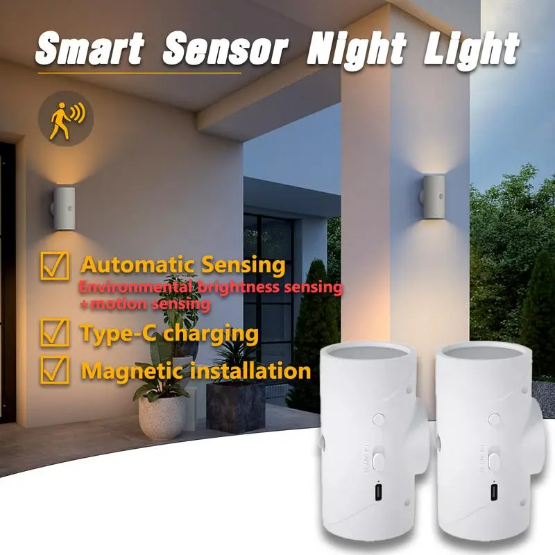 win Warm Smart  LED Night Light with Motion Sensor,Ambient Light Sensing + Motion wi Sensing lampu,Wall Lamp, USB Rechargeable Indoor Ambient Lighting, Magnetic Step Lamp for Entryway, Bedside, Desk, wireless led, Operated for Hallway Stairs Bedroom