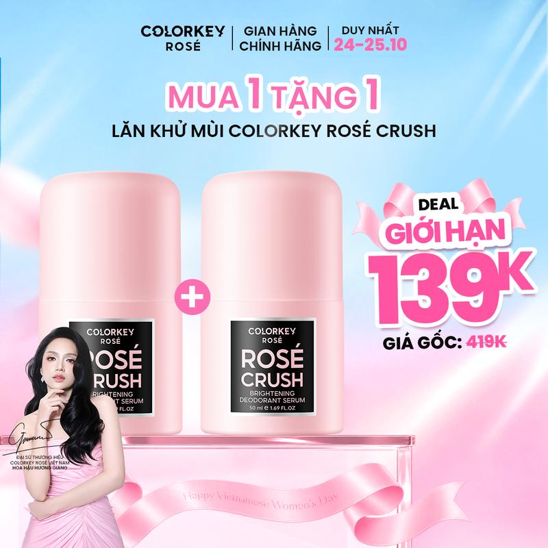 Lăn Khử Mùi COLORKEY ROSÉ Hương Hoa Hồng Giảm Mùi Cơ Thể, Niacinamide Hỗ Trợ Sáng Vùng Dưới Cánh Tay, Ngăn Mồ Hôi 50ml