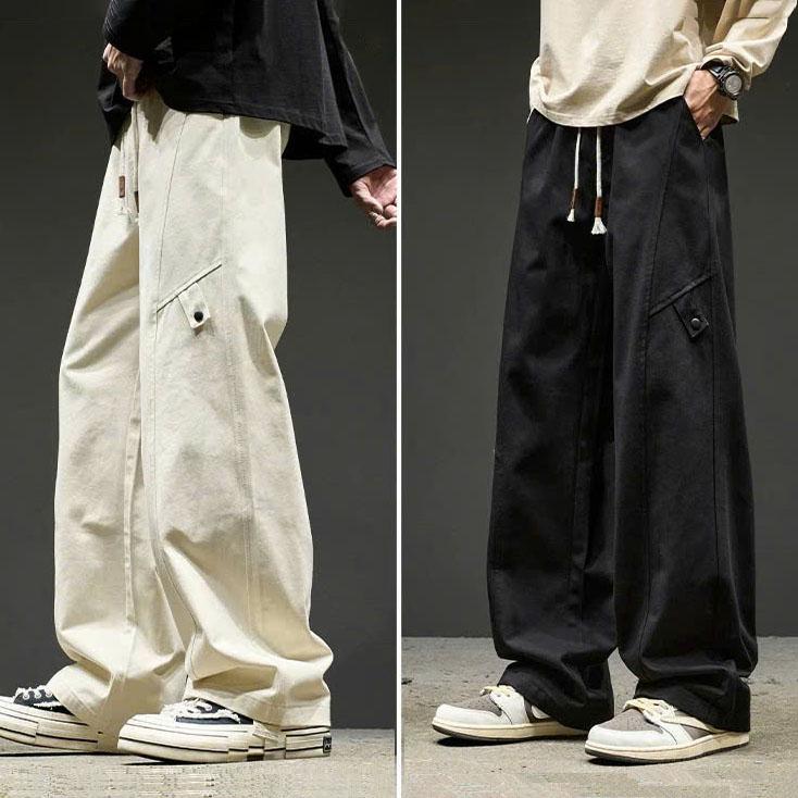  Quần kaki CẠP CHUN DÂY DA Nam Nữ Ống Suông Basic-Quần Kiểu Ống Rộng Nam Dây Rút Cực Chất phong cách Hàn Quốc 