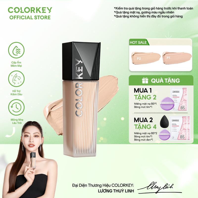 [Mới] Kem Nền COLORKEY PHIÊN BẢN NÂNG CẤP Chân Ái Cho Da Dầu Cho Lớp Trang Điểm Lì Mỏng Nhẹ, Không Dễ Xỉn Màu 30g