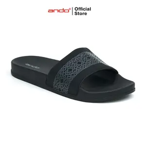 Ando Official Sandal Selop Slip On Radeva Pria Dewasa - Hitam/Abu-Abu