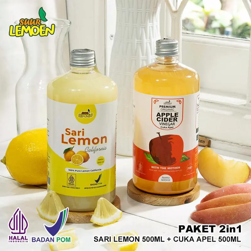 SUUR LEMOEN BPOM Paket Cuka Apel 500 ml dan Sari Lemon 500 ml 0