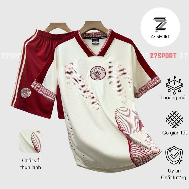 Bộ quần áo bóng đá, đồ đá banh MC KEM logo THÊU vải thun lạnh cao cấp loại I Top Sport