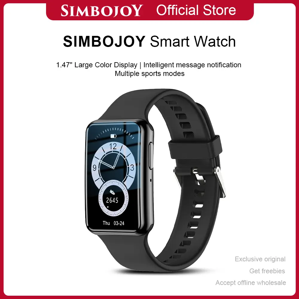 Simbojoy SmartBand SmartWatch Layar Terang 1.47'' Bluetooth Multi-Sport Fitness Tracker Jam Pintar  ZN037