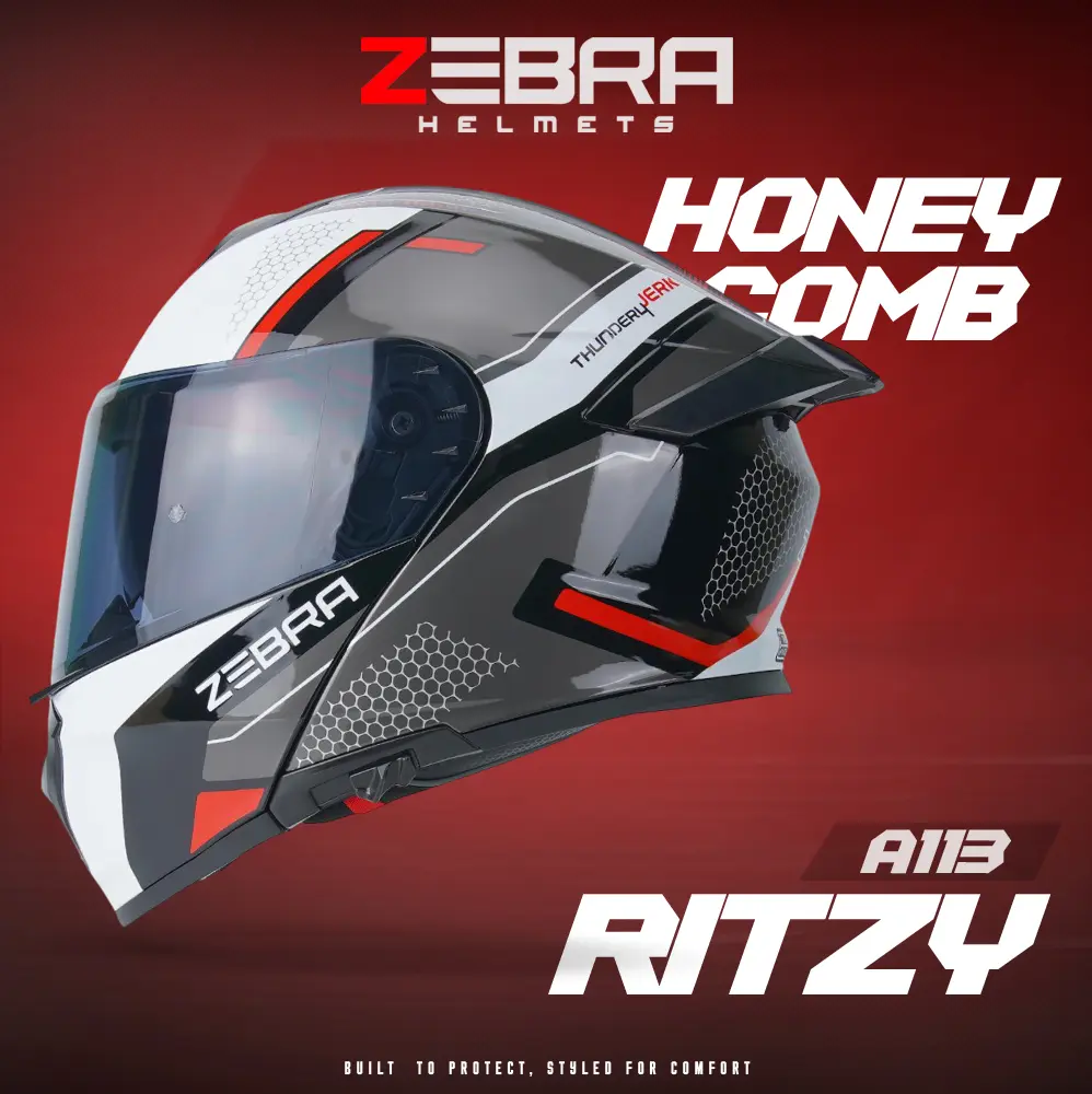 ZEBRA A113 RITZY Honeycomb Modular Helmet Dual Visor Motorcycle